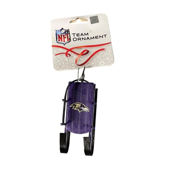 NFL Baltimore Ravens Team Sled Christmas Ornament Wood Holiday Decoration NEW - Picture 2 of 6